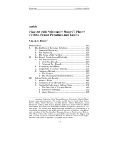 Playing with “Monopoly Money”: Phony Profits, Fraud Penalties and