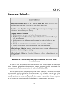 CS-1C Grammar Refresher - Research Computing At USF