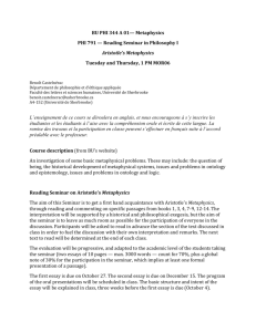 BU PHI 344 A 01— Metaphysics PHI 791 — Reading Seminar in