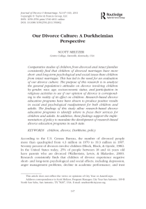 Our Divorce Culture: A Durkheimian Perspective