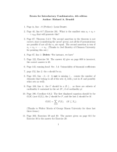 Errata for Introductory Combinatorics, 4th edition Author: Richard A