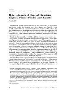 Determinants of Capital Structure - Czech Journal of Economics and