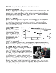 FINA 351 – Managerial Finance, Chapter 13, Capital Structure