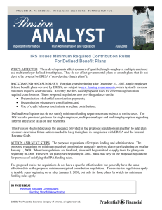 IRS Issues Minimum Required Contribution Rules For