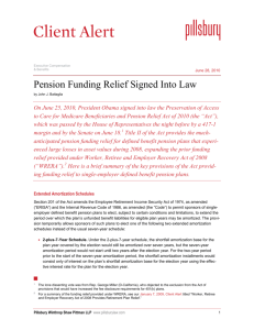 Pension Funding Relief Signed Into Law