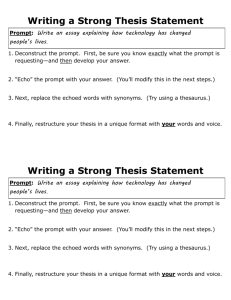 Writing a Strong Thesis Statement Writing a Strong Thesis Statement