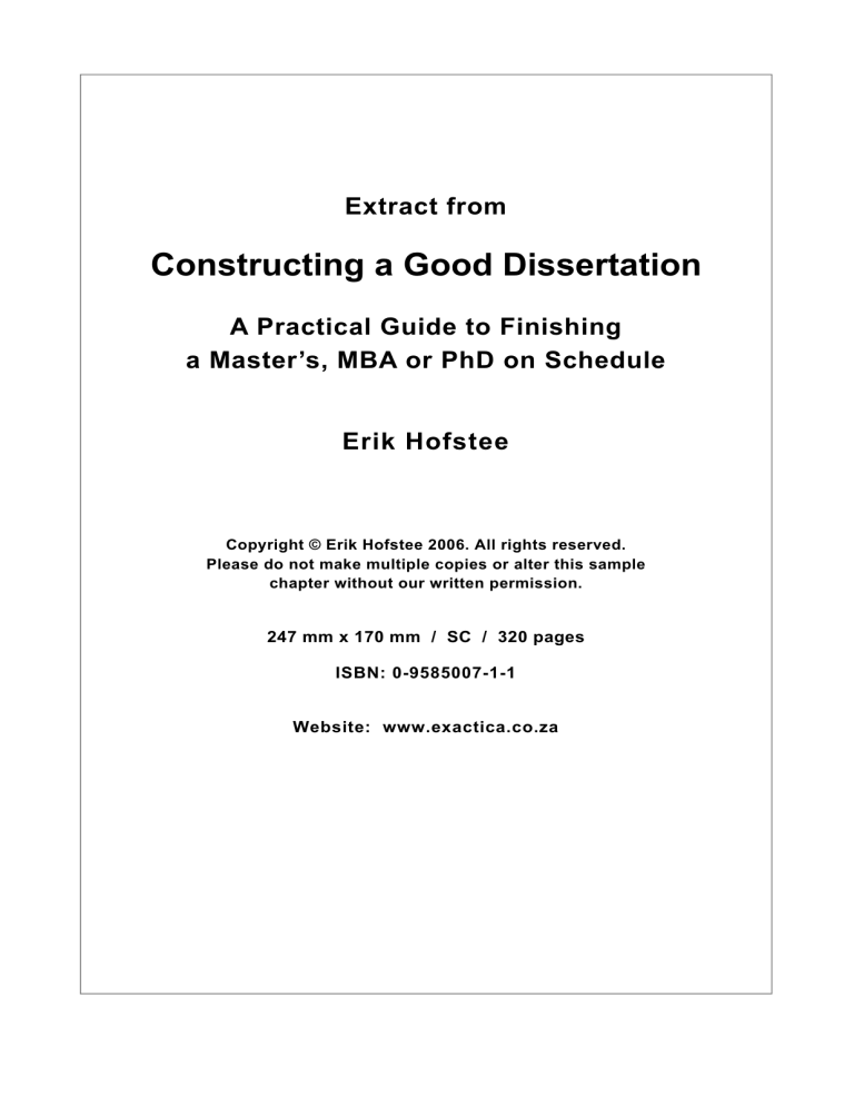 constructing a good dissertation erik hofstee