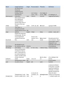 Word Usage Sentence Origin Pronunciation Phonetic Definition