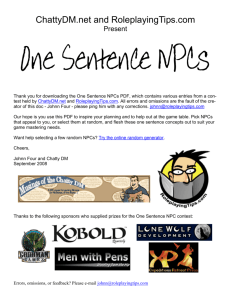 One Sentence NPC - Roleplaying Tips
