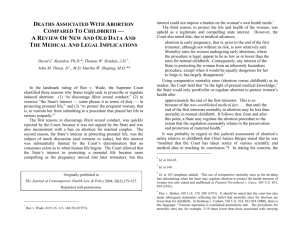 Deaths associated with abortion compared to childbirth