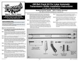 GM Bell Crank Kit For Lokar Automatic Transmission Shifter