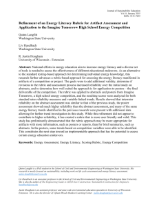 Refinement of an Energy Literacy Rubric for Artifact Assessment and