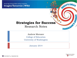 Imagine Tomorrow Strategies for Success: Research Notes