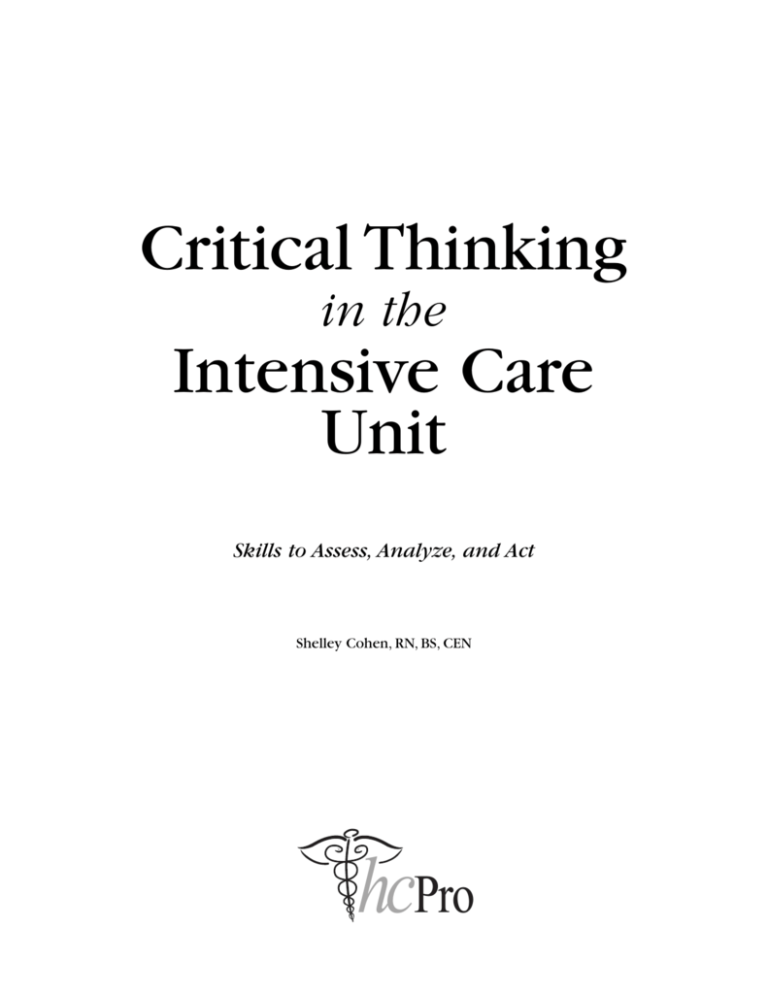 examples of critical thinking in icu