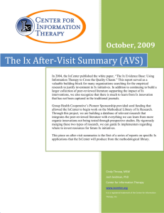 The Ix After‐Visit Summary (AVS)