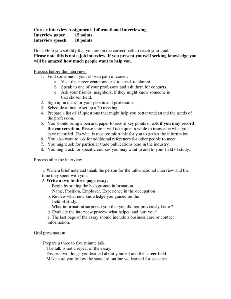 homework assignment for job interview