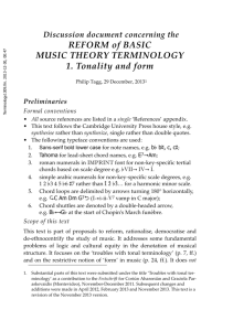 Discussion document concerning the Reform of Basic Music Theory