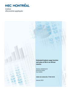 Estimated hedonic wage function and value of life in