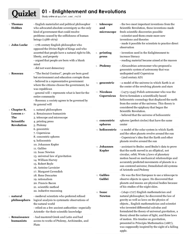 Print 01 Enlightenment And Revolutions Quizlet Quizlet