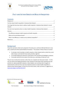 Fact and Action Sheets on Health Inequities