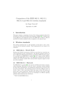 Comparison of the IEEE 802.11, 802.15.1, 802.15.4 and 802.15.6