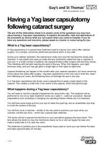 Having a Yag laser capsulotomy following cataract surgery
