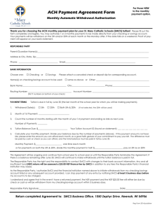 ACH Payment Agreement Form - St. Mary Catholic Schools