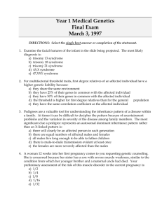 Year 1 Medical Genetics Final Exam March 3, 1997