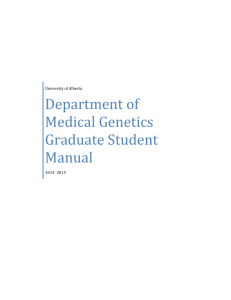 Department of Medical Genetics Graduate Student Manual