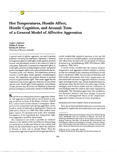 Hot Temperatures, Hostile Affect, Hostile Cognition, and