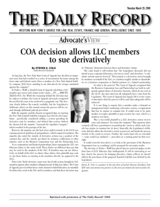 COA decision allows LLC members to sue derivatively