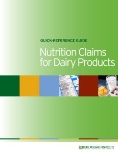 Quick Reference Guide: Nutrition Claims for Dairy Products