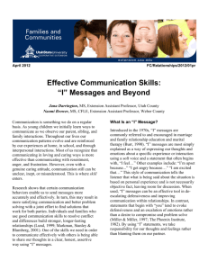 Effective Communication Skills: "I" Messages and Beyond