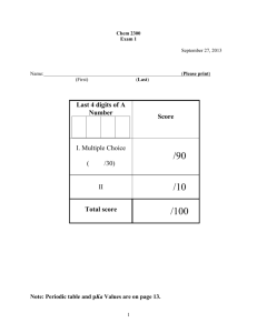 Last 4 digits of A Number Score I. Multiple Choice ( /30) II Total score