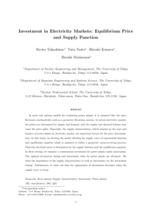 Investment in Electricity Markets: Equilibrium Price and Supply