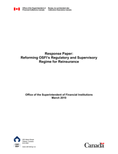 Response Paper: Reforming OSFI's Regulatory and Supervisory