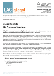 UK Company Structure - qLegal - Queen Mary University of London