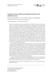 formation of personality psychological maturity and adulthood crises