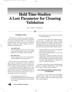 Hold Time Studies: A Lost Parameter for Cleaning