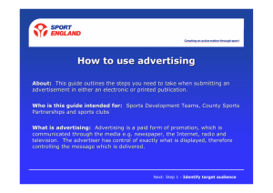 NEY MARKETING YOUR CLUB How to create an advert