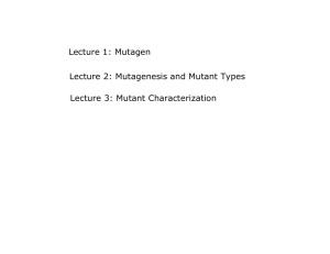 Lecture 1: Mutagen Lecture 2: Mutagenesis and Mutant Types