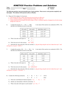 KINETICS Practice Problems and Solutions