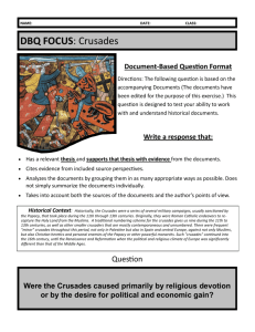 DBQ FOCUS: Crusades