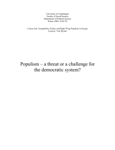 Populism – a threat or a challenge for the democratic system?