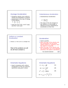 Average Acceleration Acceleration Kinematic Equations Kinematic
