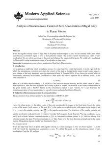 Analysis of Instantaneous Center of Zero Acceleration of Rigid Body
