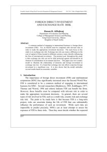 FOREIGN DIRECT INVESTMENT AND EXCHANGE RATE RISK