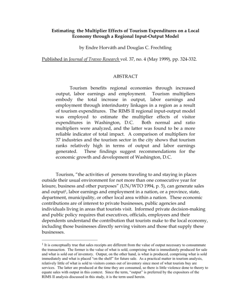 Estimating the Multiplier Effects of Tourism Expenditures