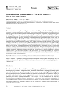 Zootaxa, Phylogenies without Synapomorphies—A Crisis in Fish