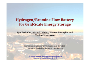 Hydrogen/Bromine Flow Battery for Grid Scale Energy Storage for